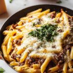 Cheesy Penne with Garlic Butter Ground Beef