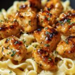 Garlic Butter Chicken Bites with Savory Creamy Parmesan Pasta