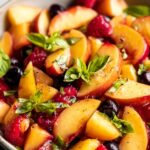 Honey Lime Basil Peach Fruit Salad