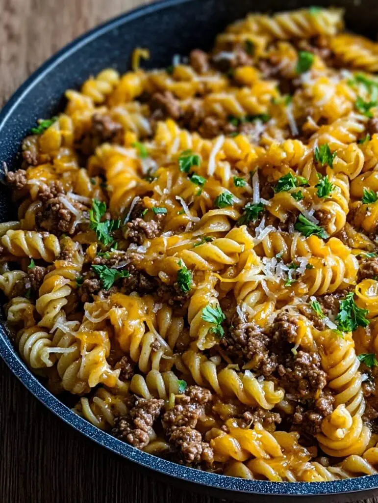 One-Pot Beef and Cheddar Ranch Pasta
