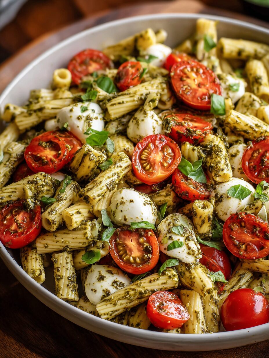 Pesto Caprese Pasta Salad