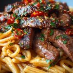 Sweet and Spicy Garlic Steak Pasta
