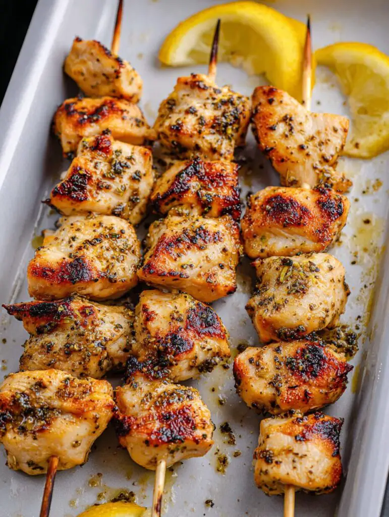 Air Fryer Lemon Pepper Chicken Skewers
