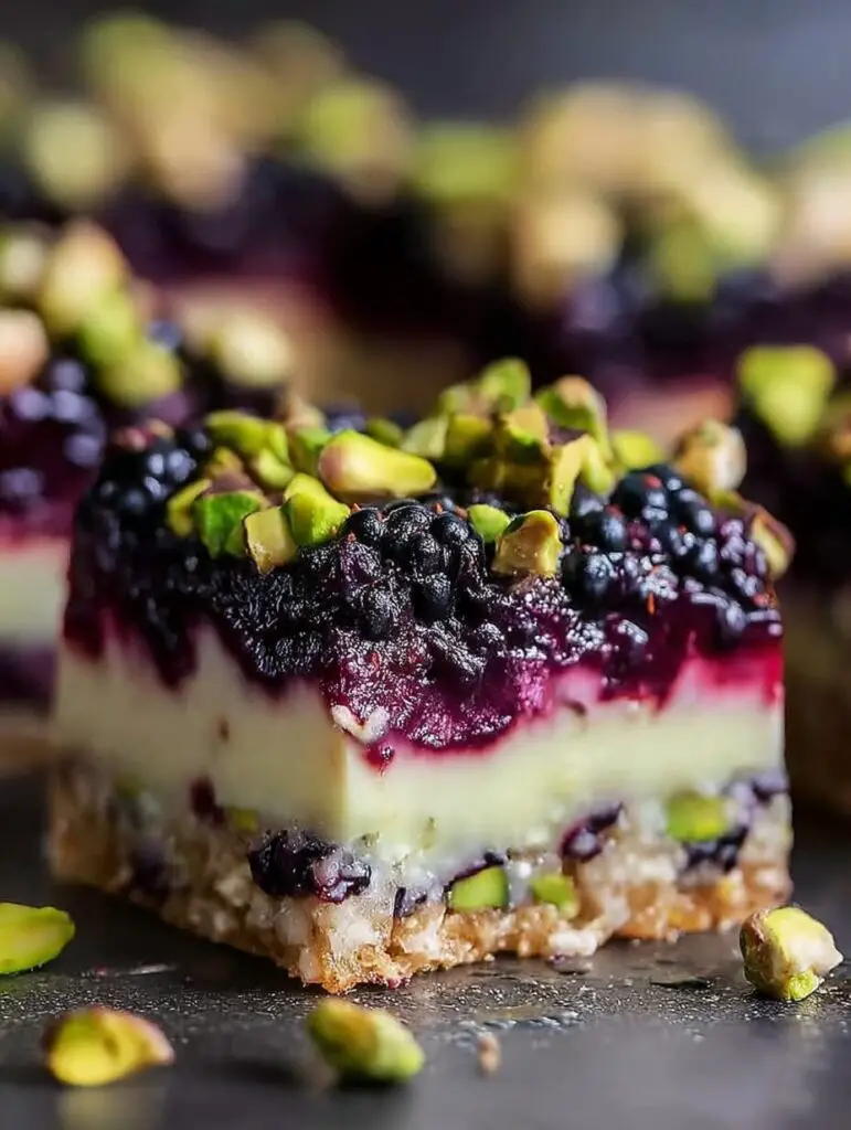 Blackberry Pistachio Dream Bars