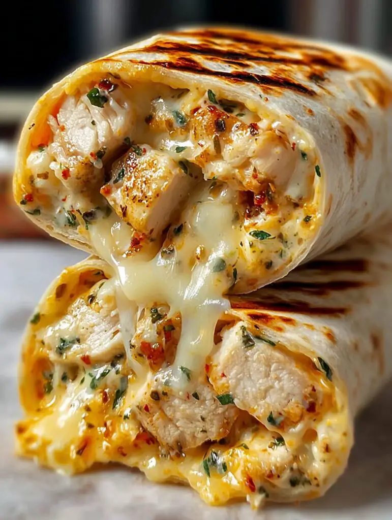 Cheesy Garlic Chicken Wraps