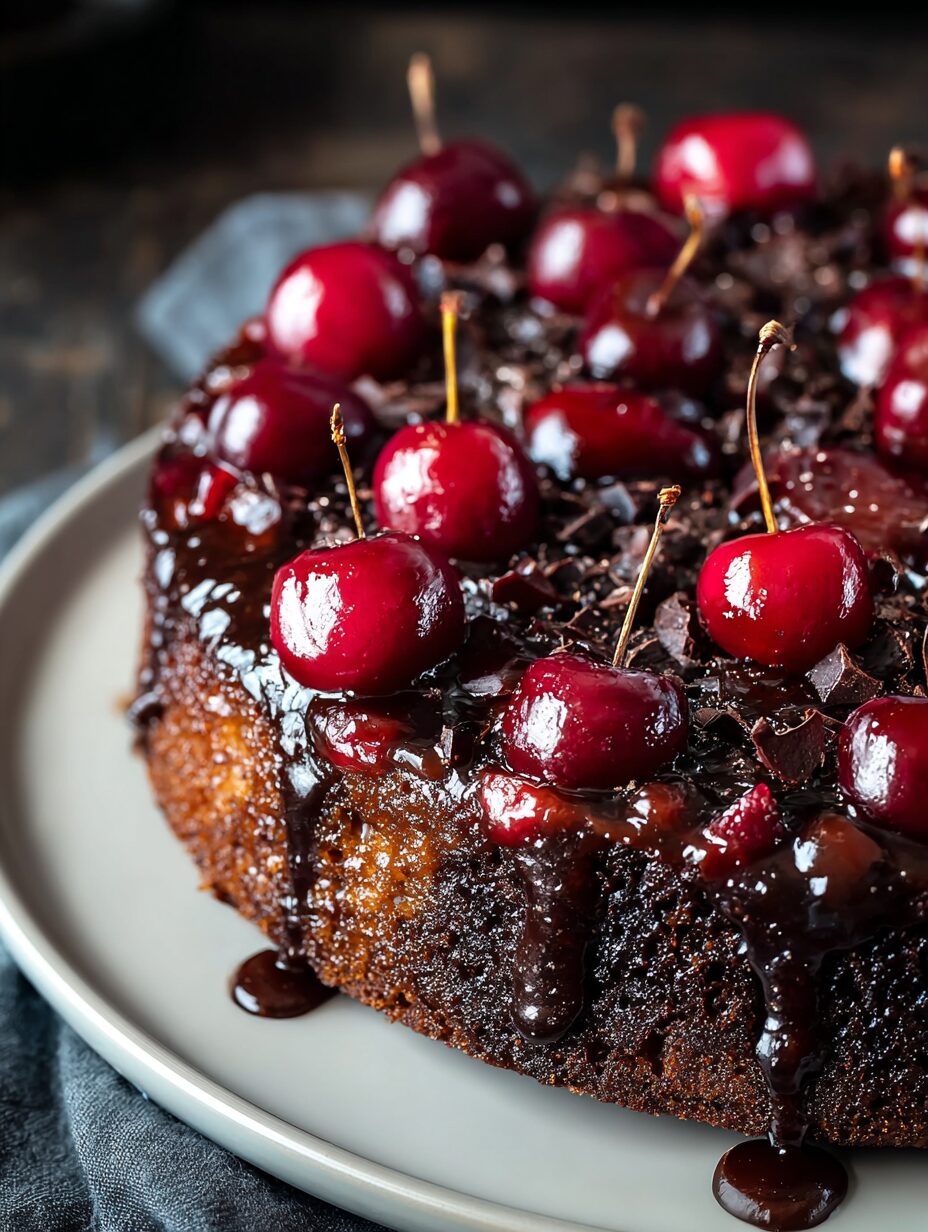 Chocolate Cherry Upside Down Cake