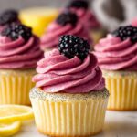 Lemon Poppy Seed Cupcakes with Blackberry Frosting