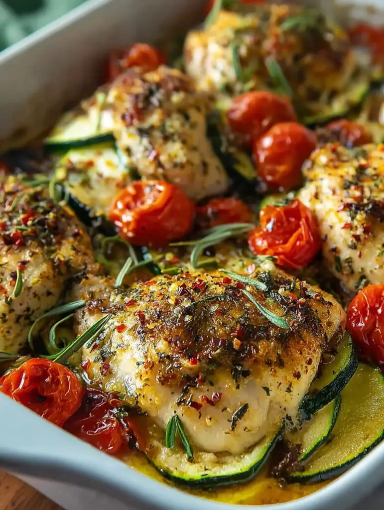 Mediterranean Chicken Zucchini Bake