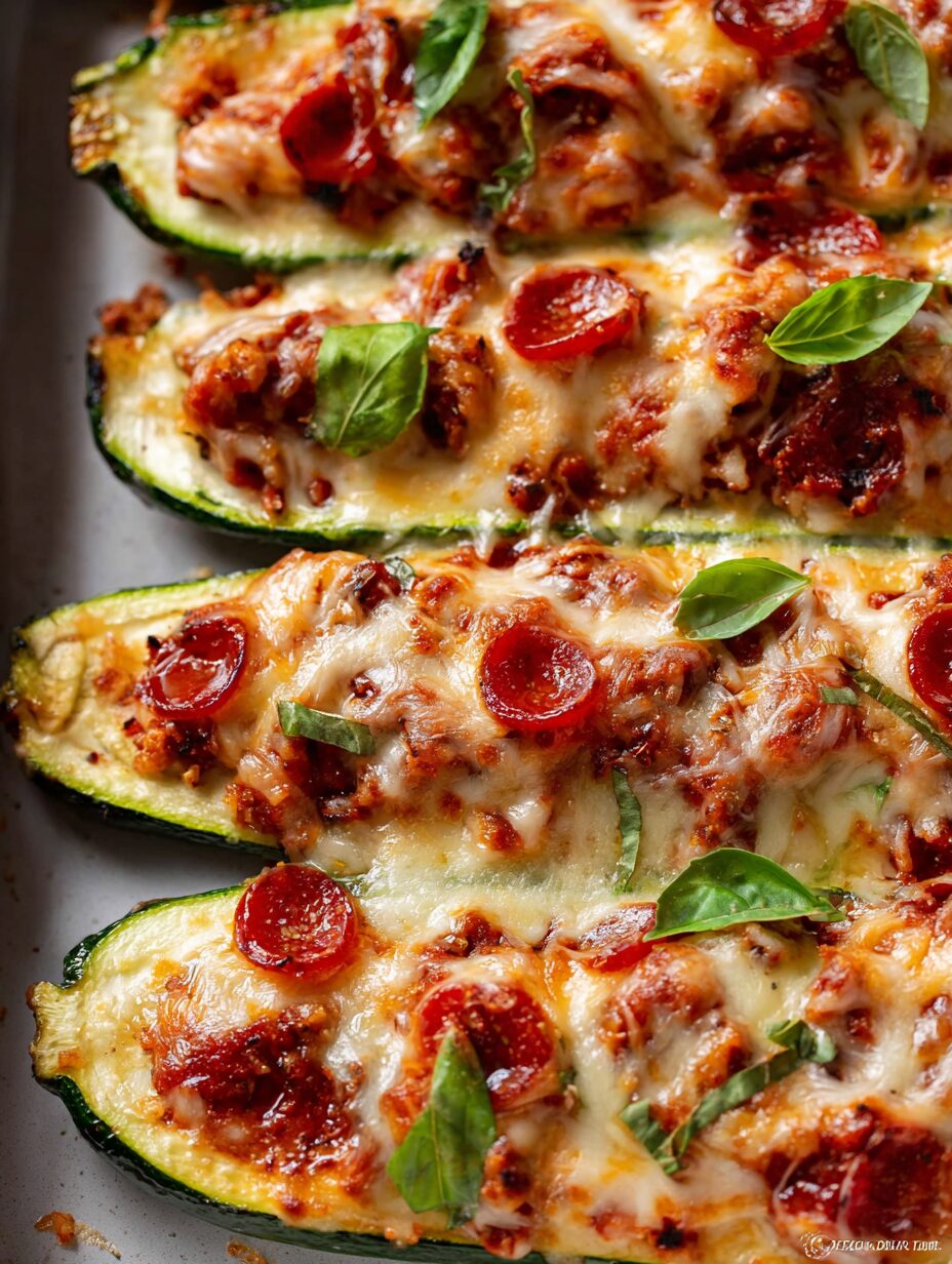 Pizza Stuffed Zucchini Boats