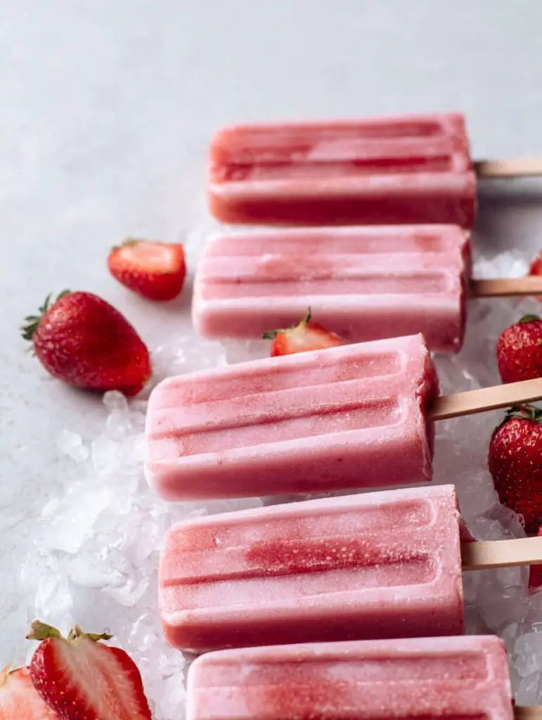 Summery Dairy Free Strawberry Coconut Milk Popsicles