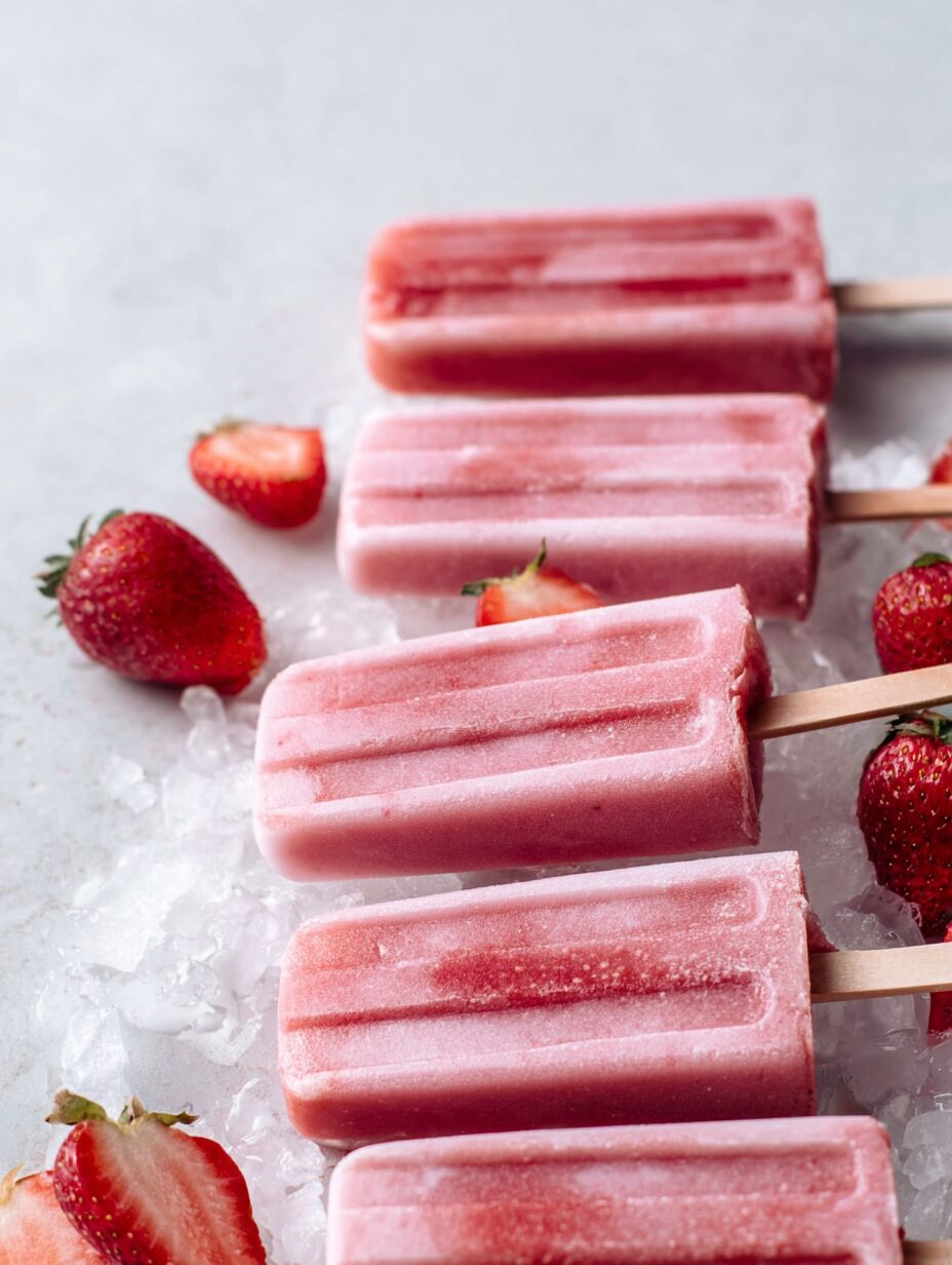 Summery Dairy Free Strawberry Coconut Milk Popsicles