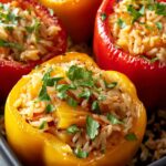Teriyaki Pineapple Chicken Rice Stuffed Peppers