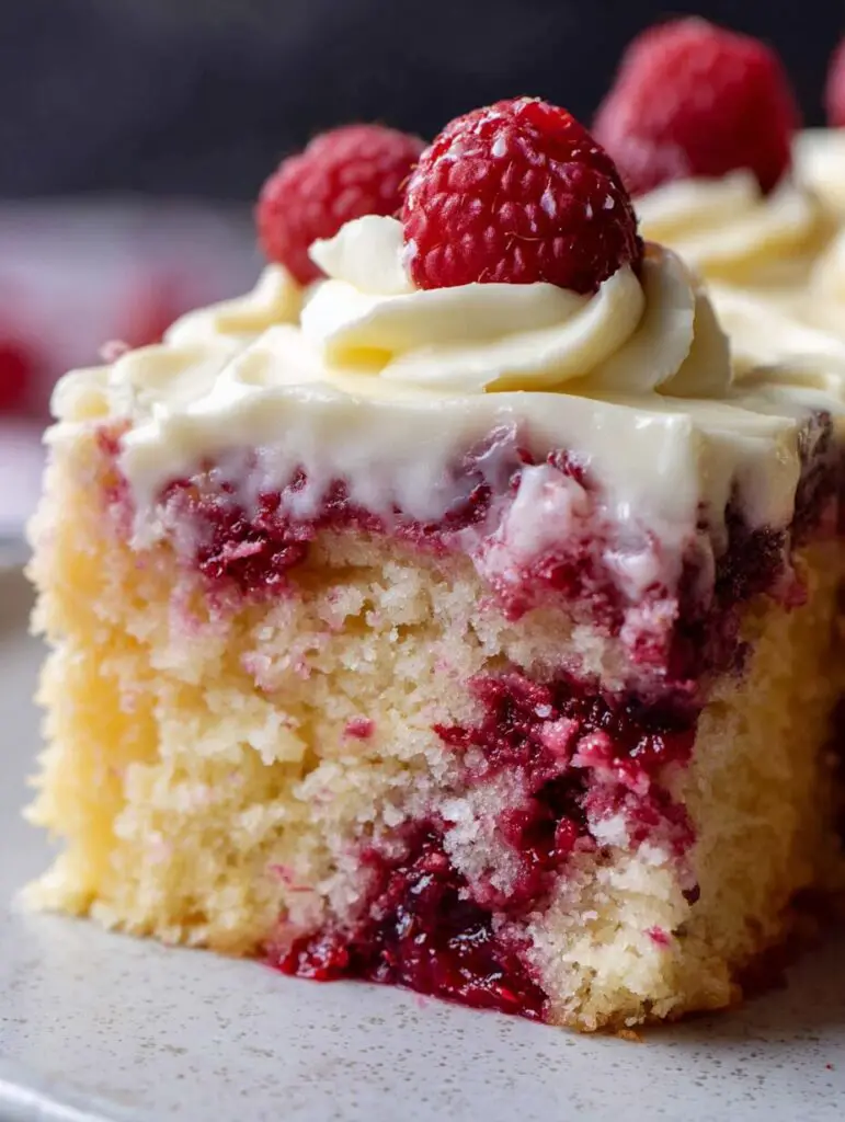 White Chocolate Raspberry Poke Cake