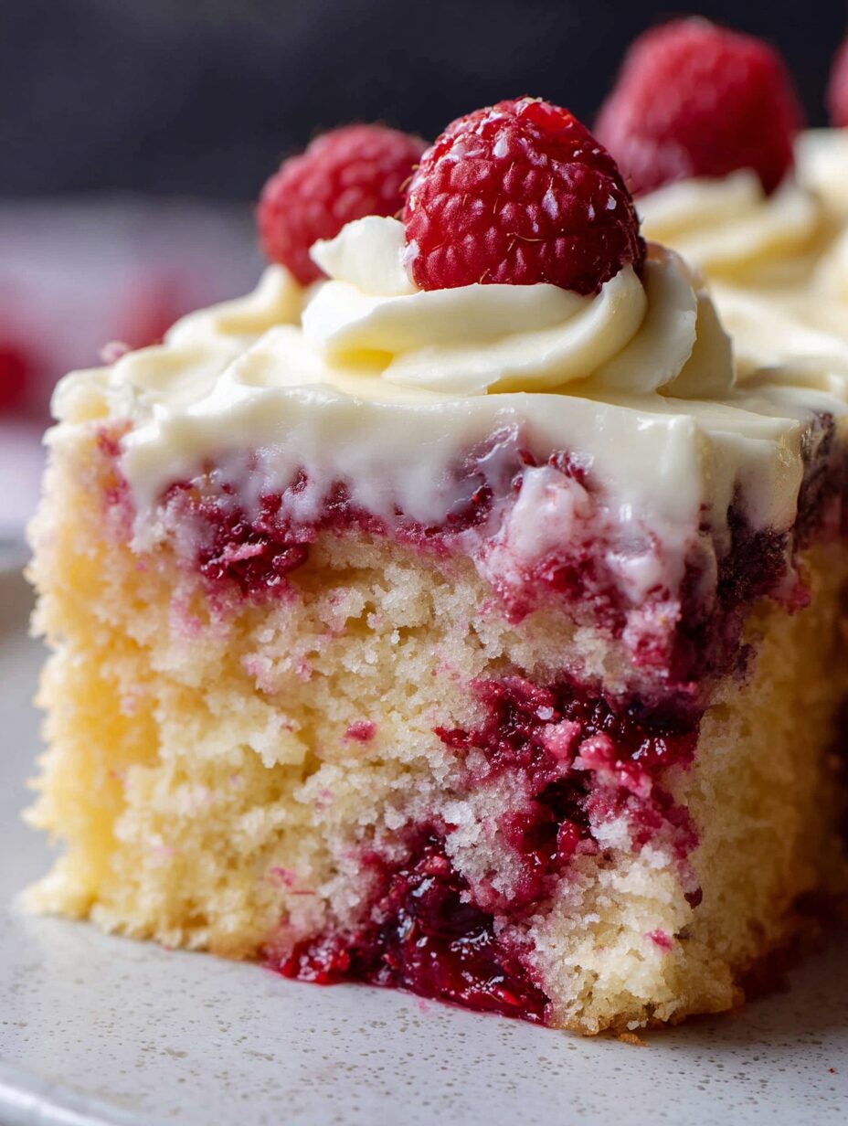 White Chocolate Raspberry Poke Cake