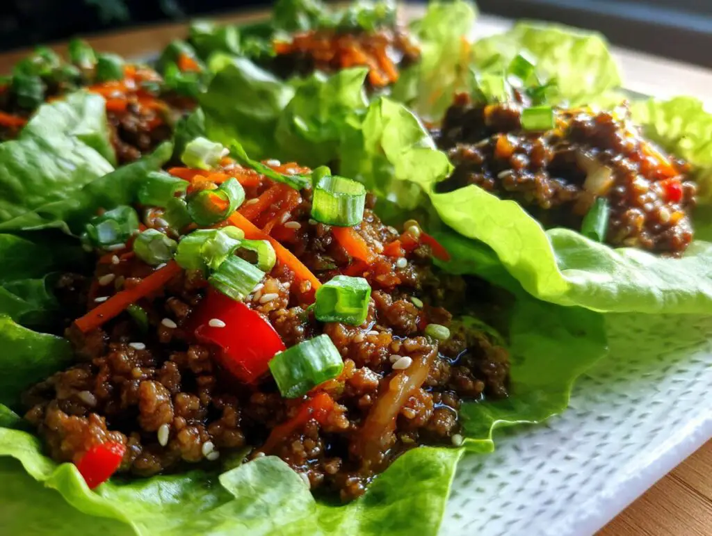 Asian-Style Ground Beef Lettuce Wraps