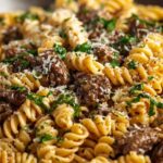 Beef and Rotini in Garlic Parmesan Sauce is delicious!