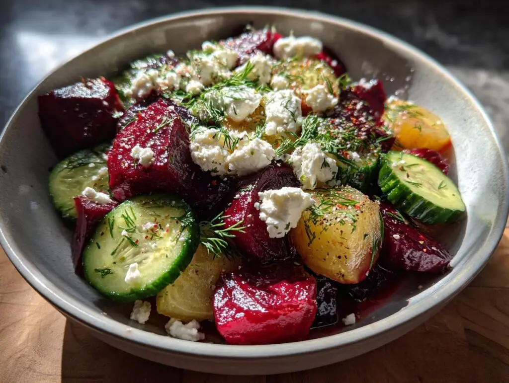 Beet Salad with Feta, Cucumbers, and Dill