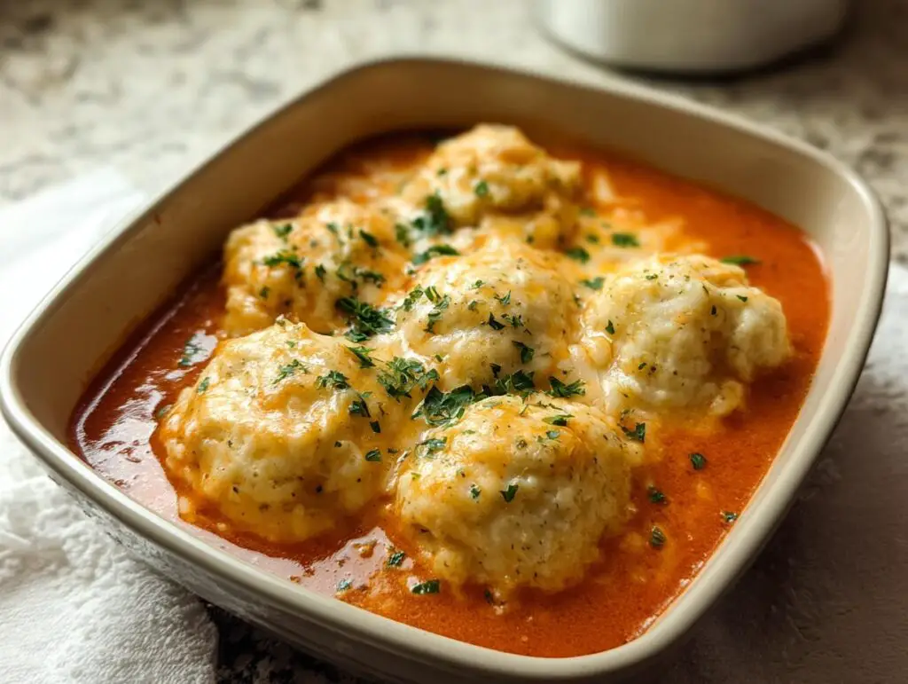 Best Tomato Soup with Cheddar Bay Dumplings