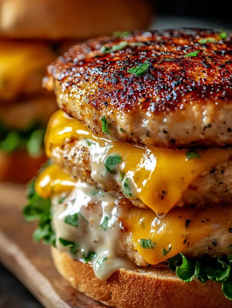 Cheddar Ranch Chicken Burgers
