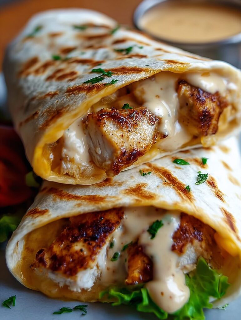 Cheesy Garlic Chicken Wraps