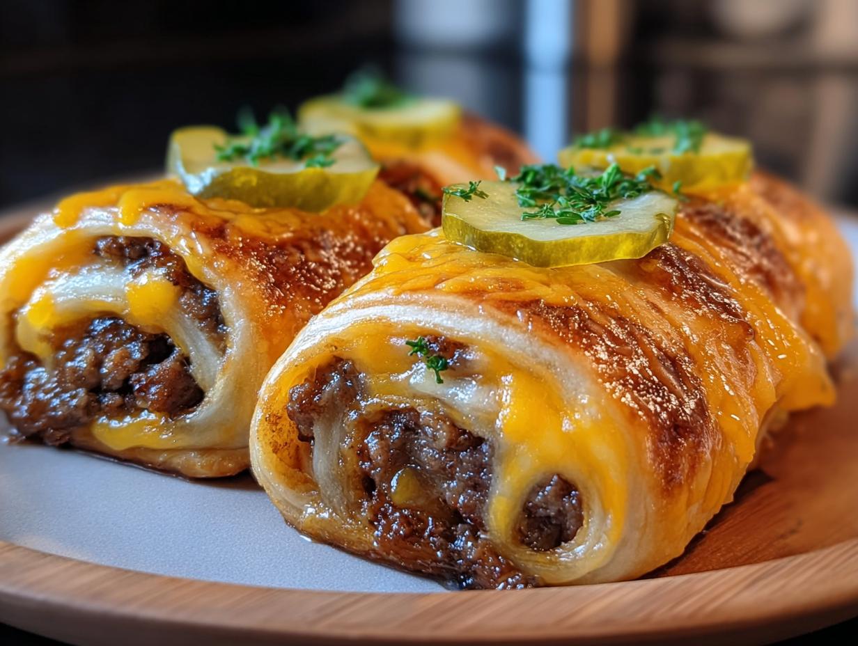 Easy Garlic Butter Beef Cheeseburger Rollups