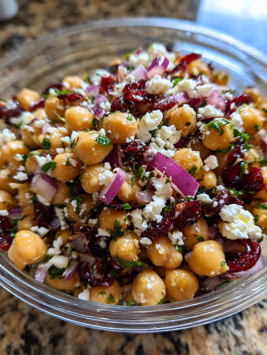 Feta & Cranberry Chickpeas with Lemon Vinaigrette - detail 1
