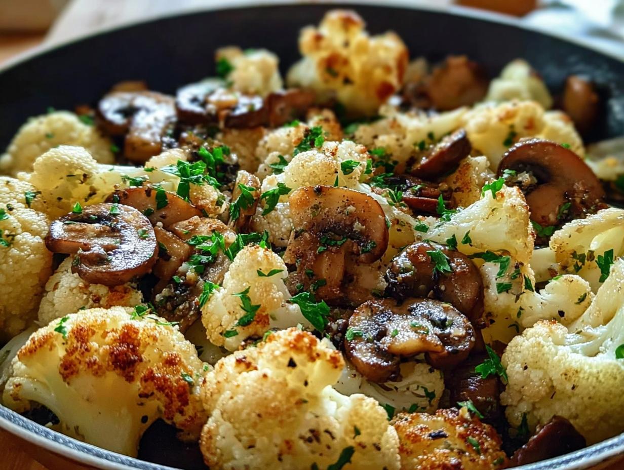 Garlic Cauliflower Mushroom Skillet