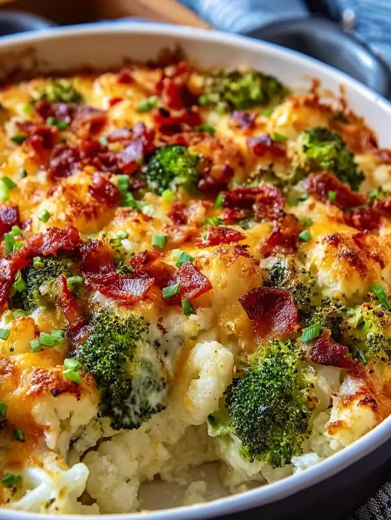 Loaded Cauliflower and Broccoli Casserole for a tasty twist!