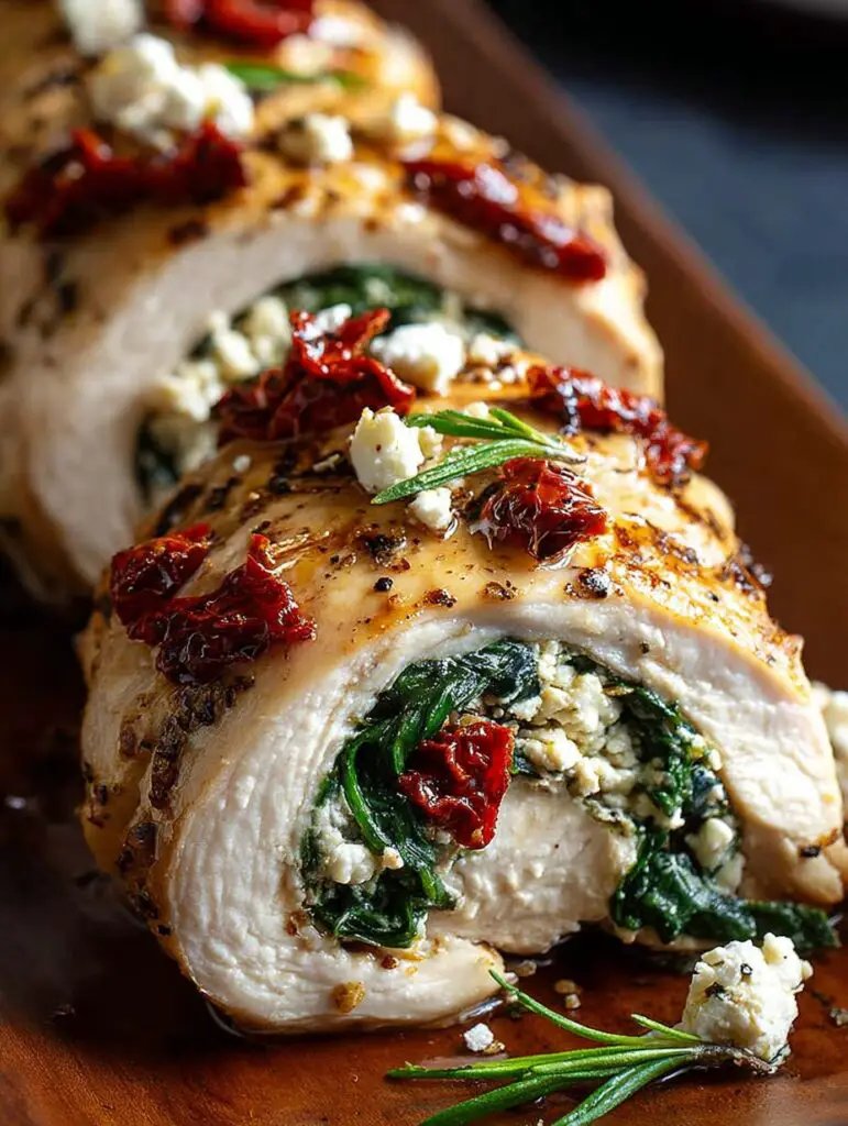 Rolled Up Chicken with Feta, Spinach, and Sun-Dried Tomatoes