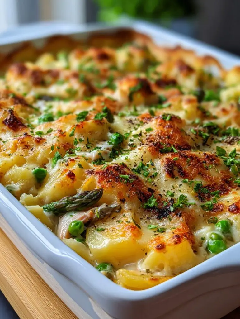 Spring Veggie Loaded Chicken Potato Casserole