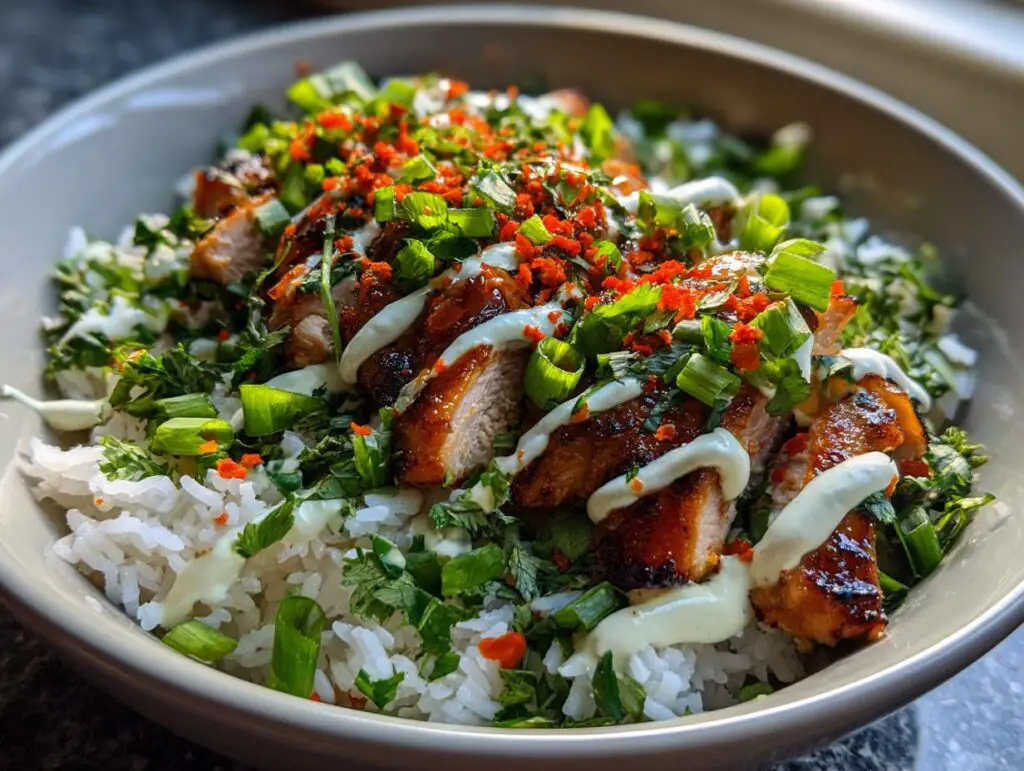 Sweet Chili Chicken Bowl with Coconut Lime Drizzle