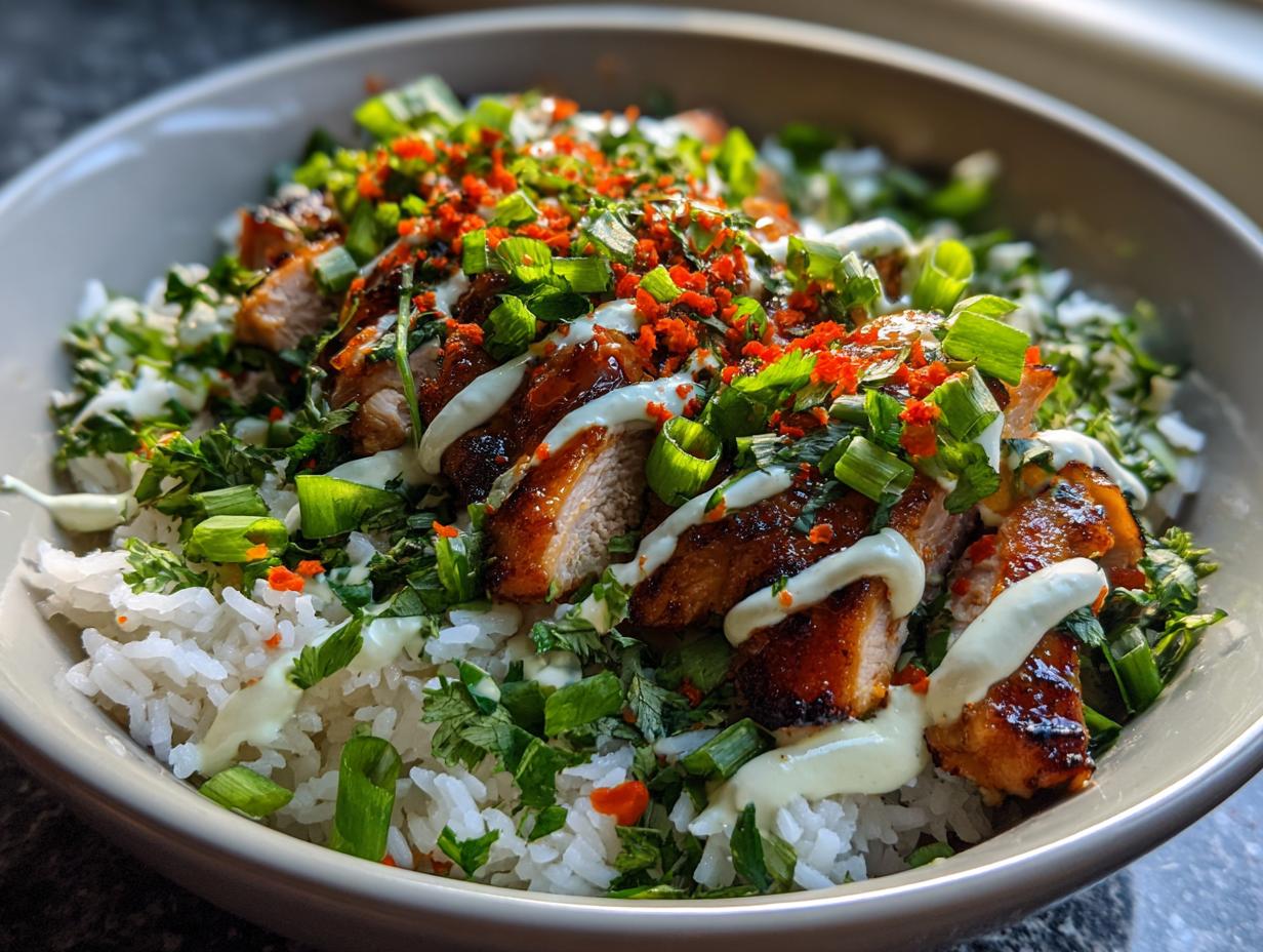 Sweet Chili Chicken Bowl with Coconut Lime Drizzle