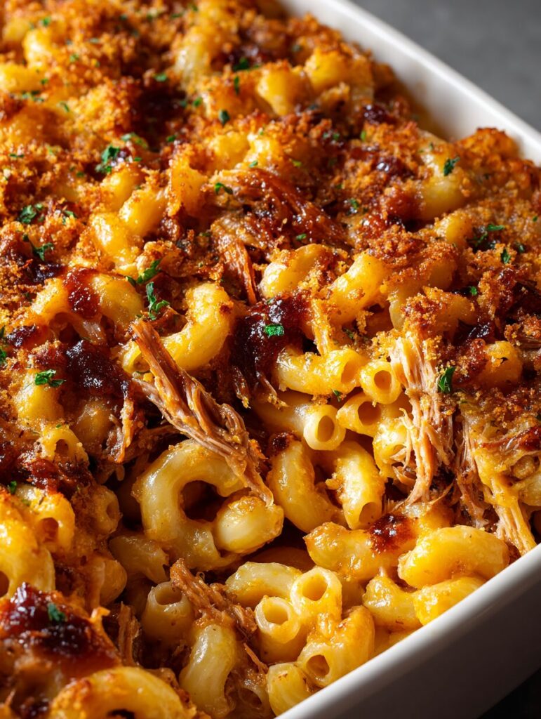 BBQ Pulled Pork Macaroni Bake