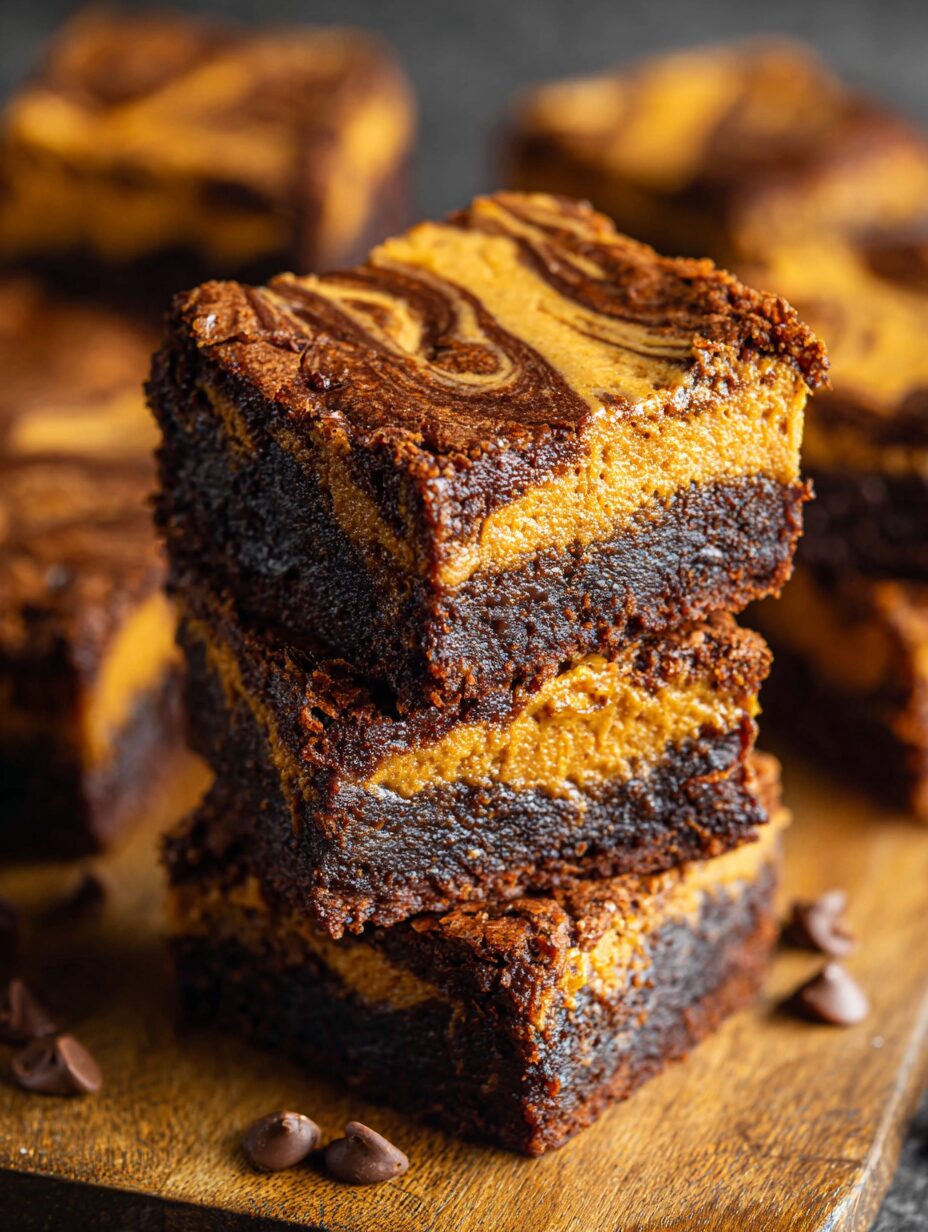 Decadent Pumpkin Pie Brownies with Swirled Spices
