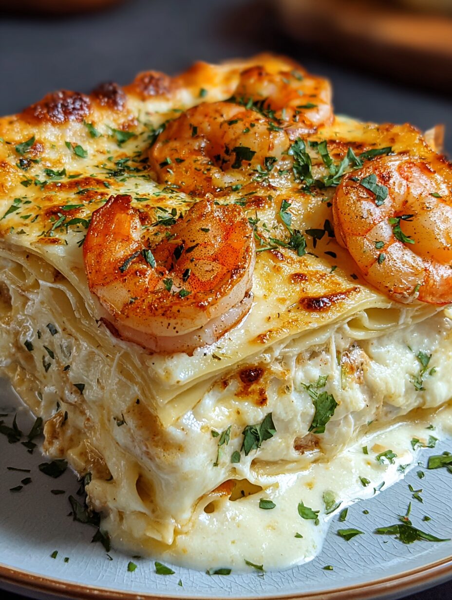 Garlic Butter Shrimp Scampi Lasagna