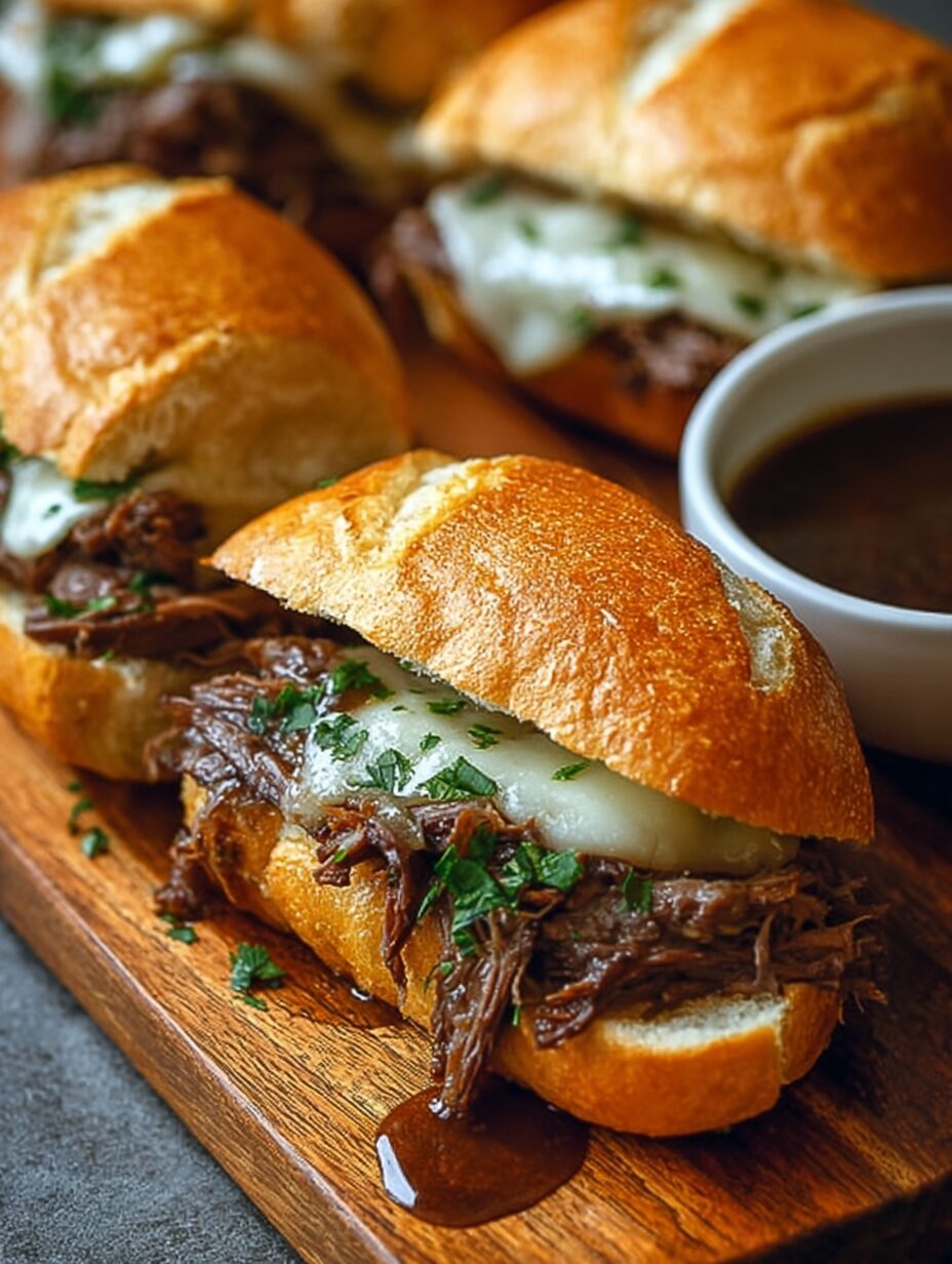 Hearty Slow Cooker French Dip Sandwiches