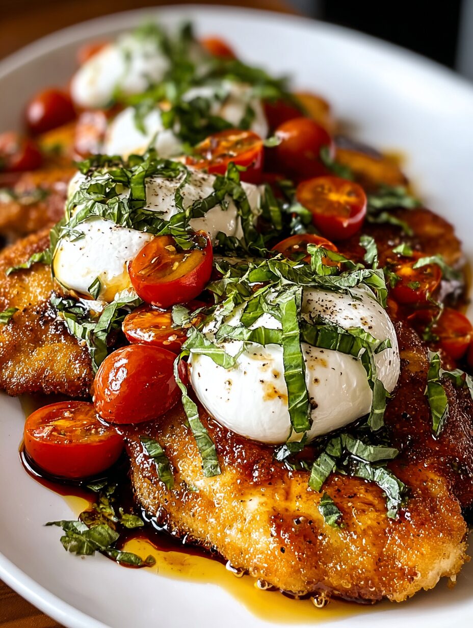 Italian Basil Chicken Cutlets with Burrata