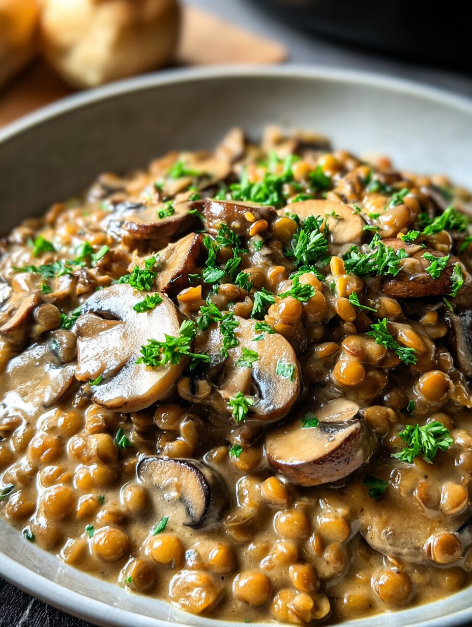 Lentil Mushroom Stroganoff