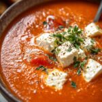 Making Creamy Tomato Feta Soup