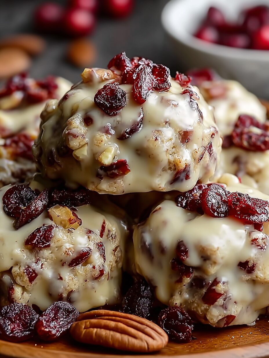 No-Bake Cranberry Pecan Praline Cookies