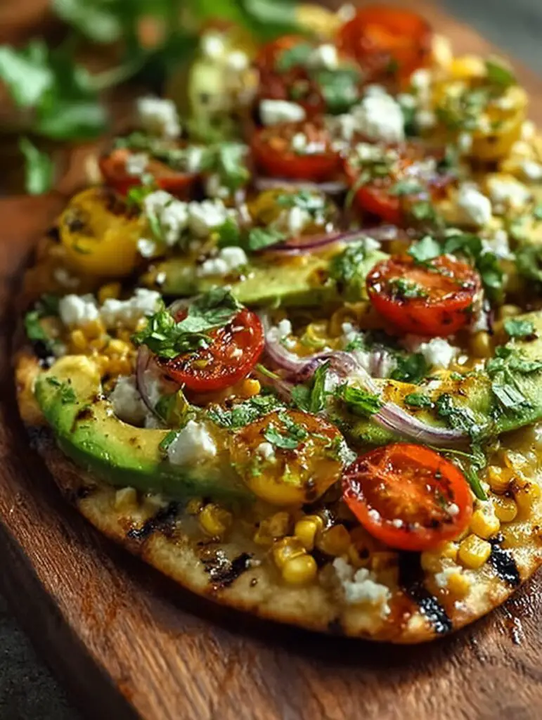 Summer’s Fresh Grilled Corn & Avocado Flatbread