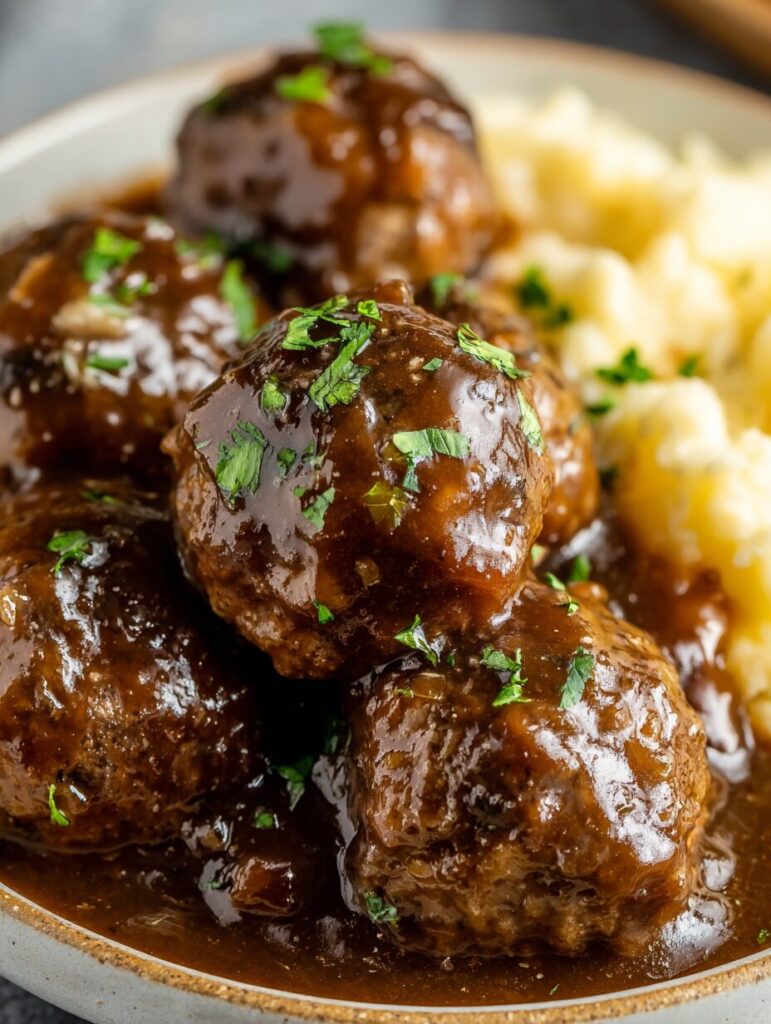 Tasty Slow Cooker Salisbury Steak Meatballs Recipe