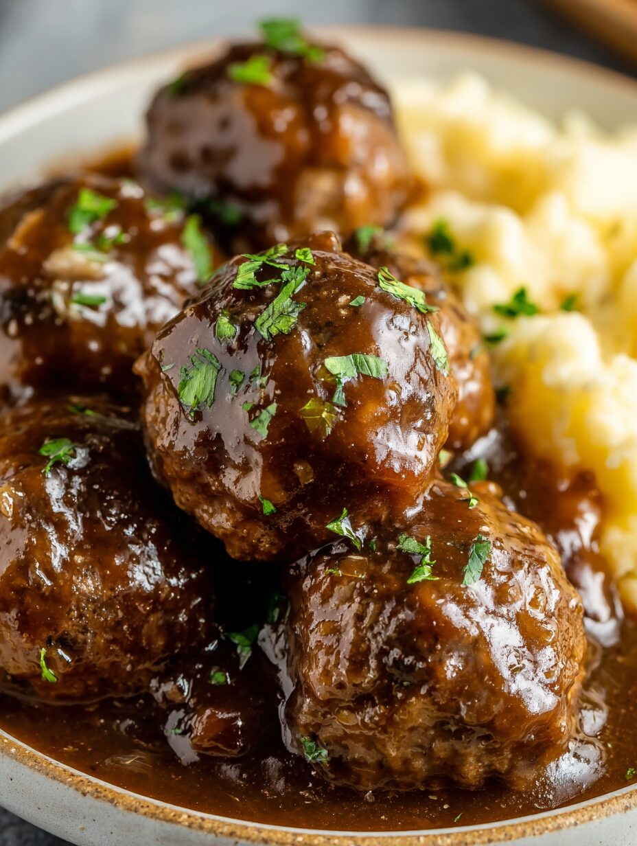 Tasty Slow Cooker Salisbury Steak Meatballs Recipe