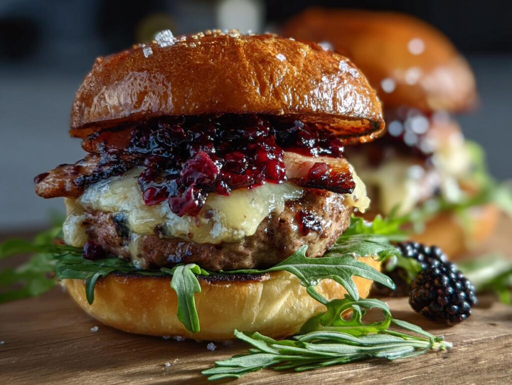 Blackberry Bacon Venison Burgers