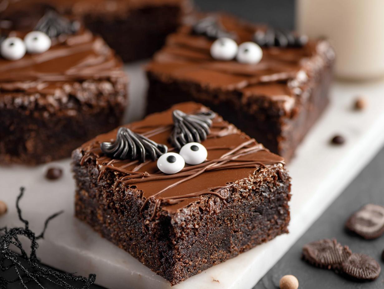 Double Chocolate Hocus Pocus Spellbook Brownies Magic - Close-up of rich, fudgy brownie batter being poured into a pan