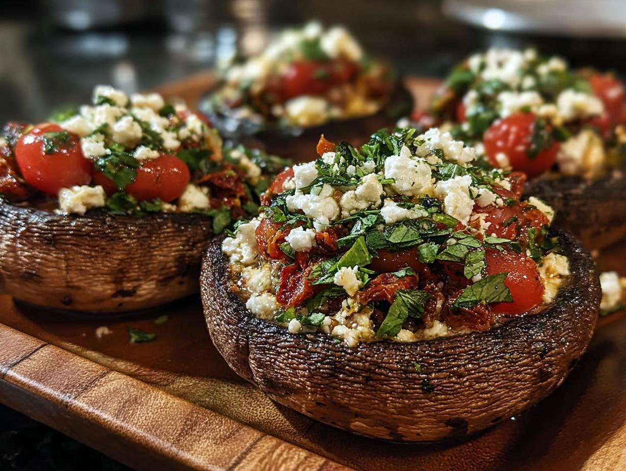 Mediterranean Stuffed Portobello Mushrooms: 1 Delicious Bite - Mediterranean Stuffed Portobello Mushrooms - additional detail