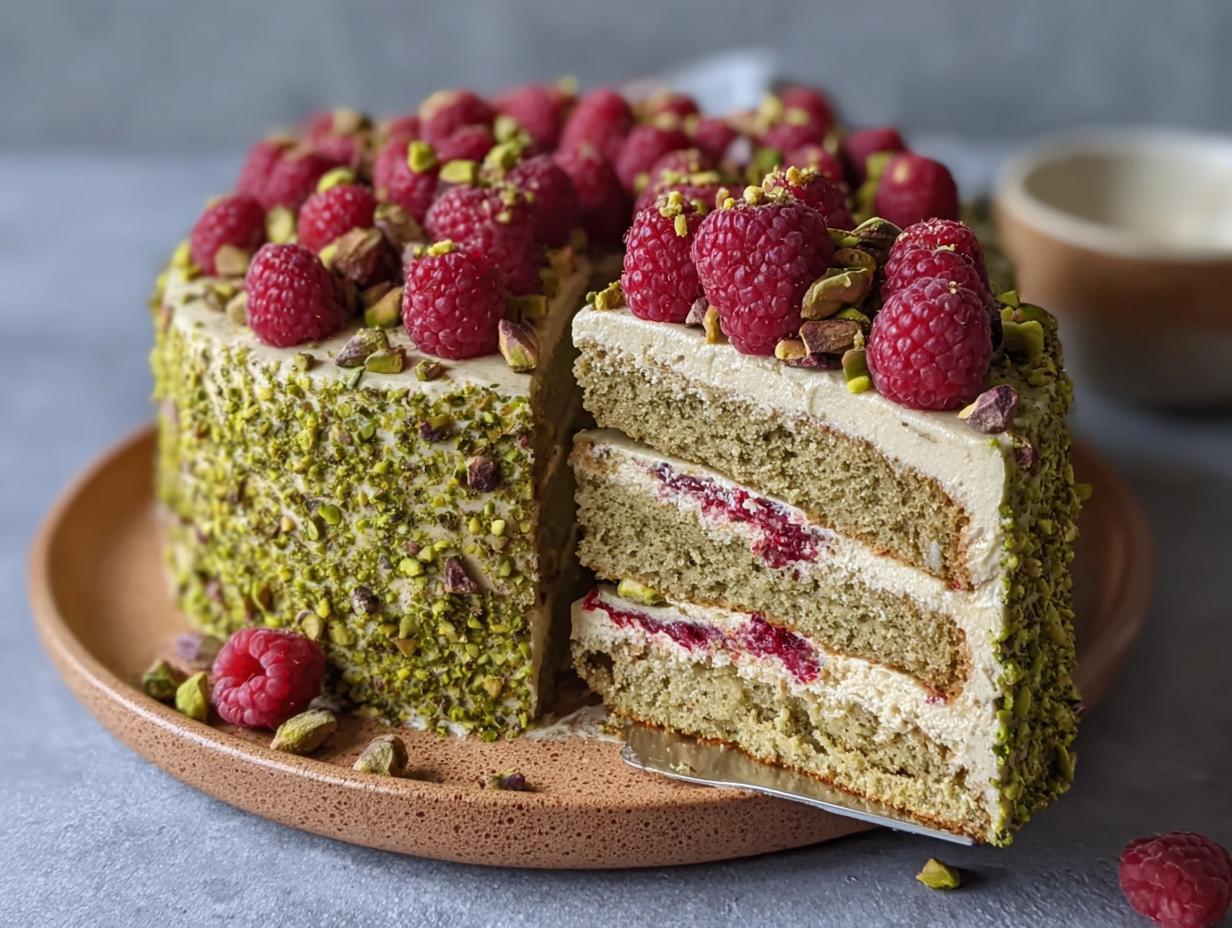 Pistachio Raspberry Cake: 1 Stunning Dessert - Pistachio Raspberry Cake - additional detail