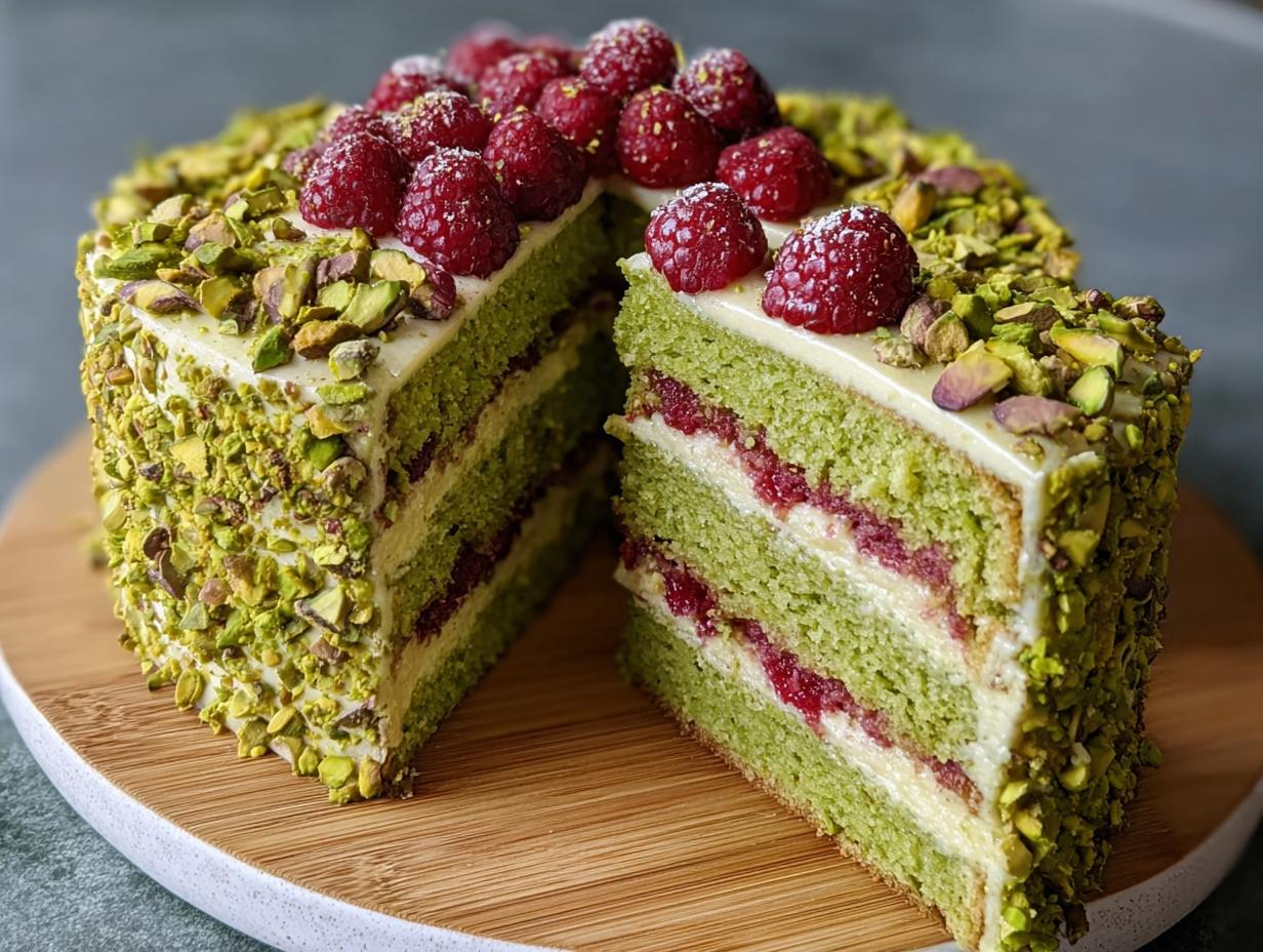 Pistachio Raspberry Cake: 1 Stunning Dessert - Pistachio Raspberry Cake - additional detail