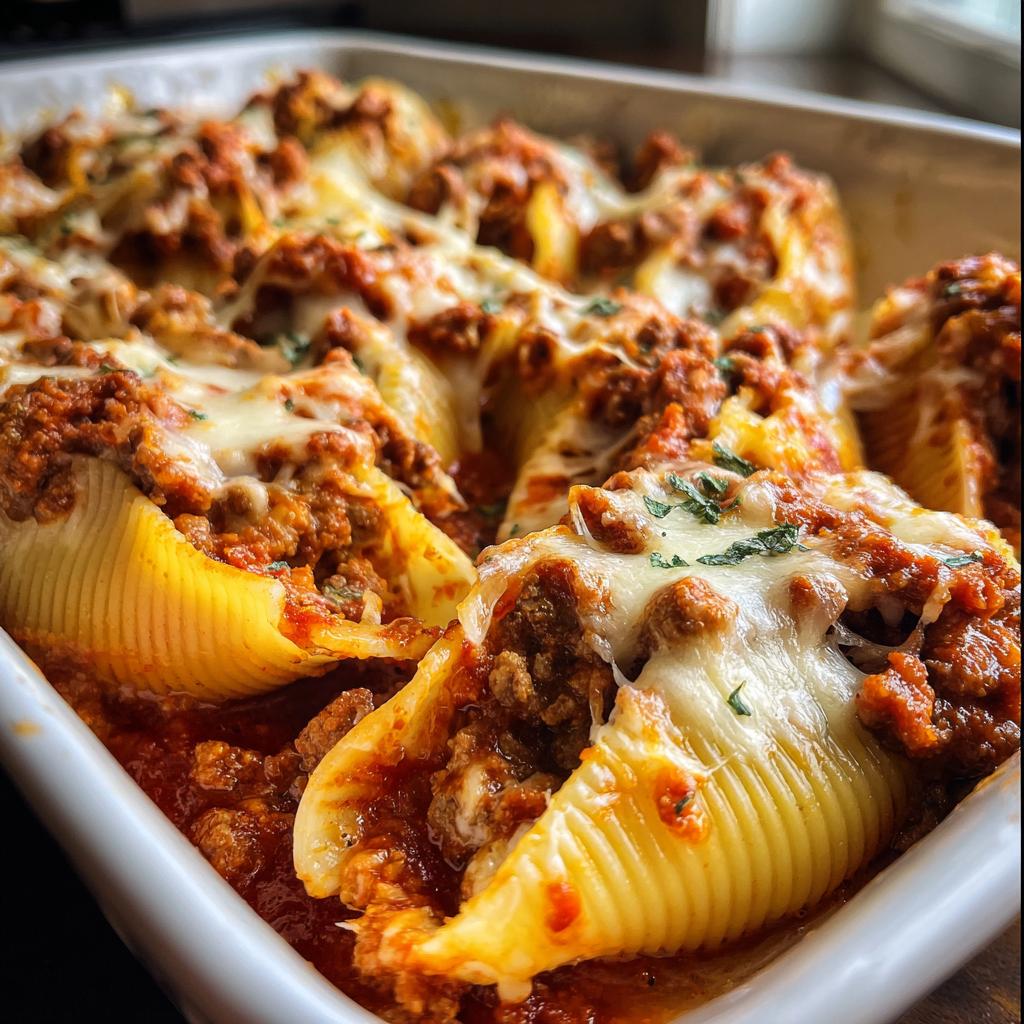 Beef Stuffed Shells Cheesy