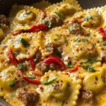Cajun Sausage Ravioli Skillet